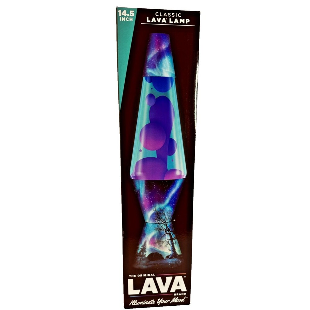Northern Lights Lava Lamp 14.5" Mood Changing Flowing Purple Lava in Teal Liquid